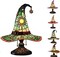Witch Hat Lamps, Handcrafted Stained Glass Resin Wizard Hat Light Gothic Table Lamp for Halloween Decor, Spooky Night Light for Bedroom and Indoor Parties, Unique Wiccan Gift